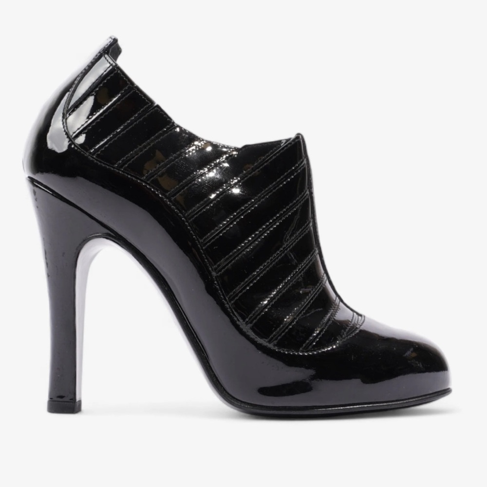 Chanel Paris New York Black Patent Leather Booties Heels Boots EU 40 US 9.5 - 10
